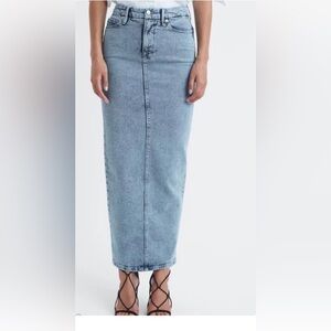NWT Good American Nordstrom Women SZ 12/31 Indigo Blue Denim Maxi Skirt Preppy